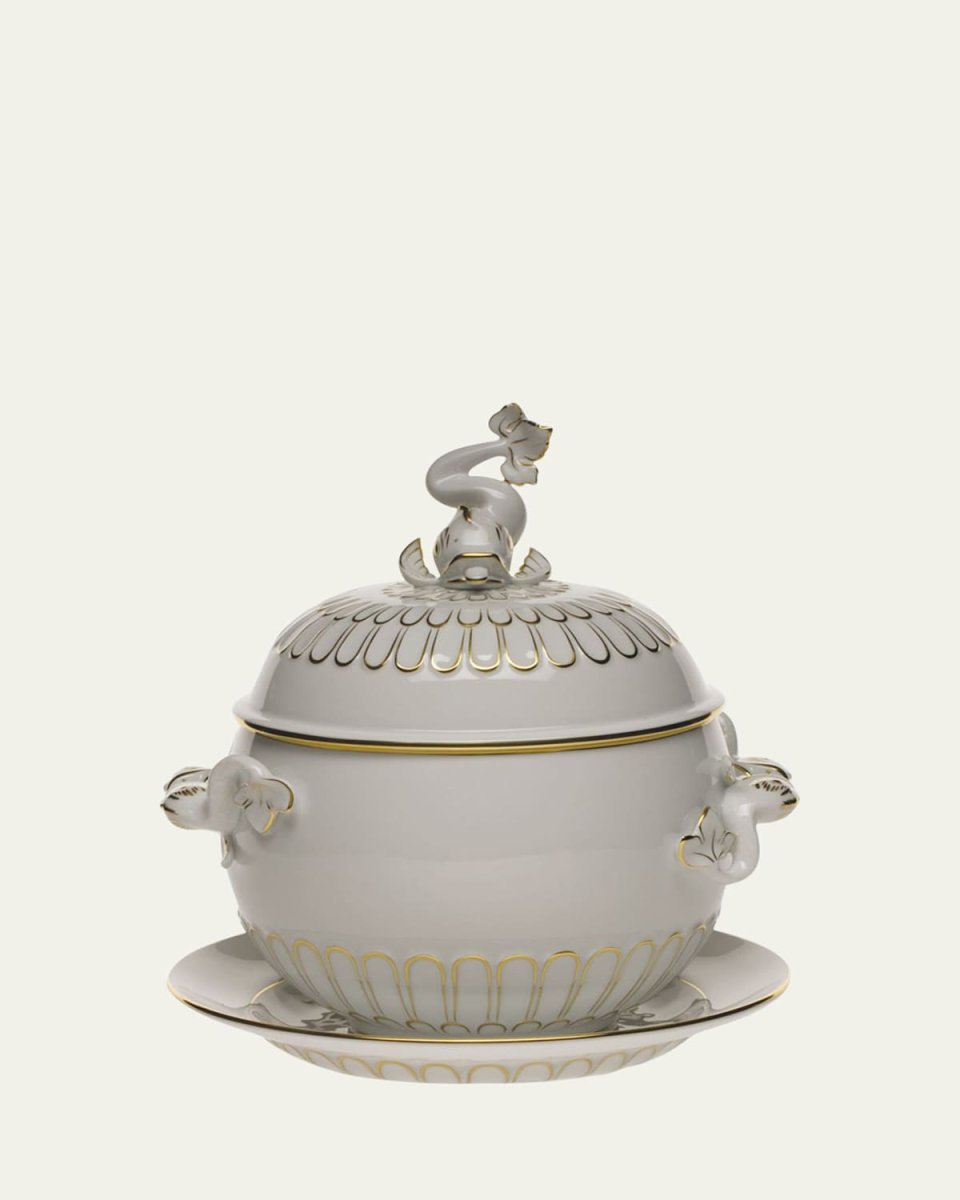 Golden Edge Tureen and Platter